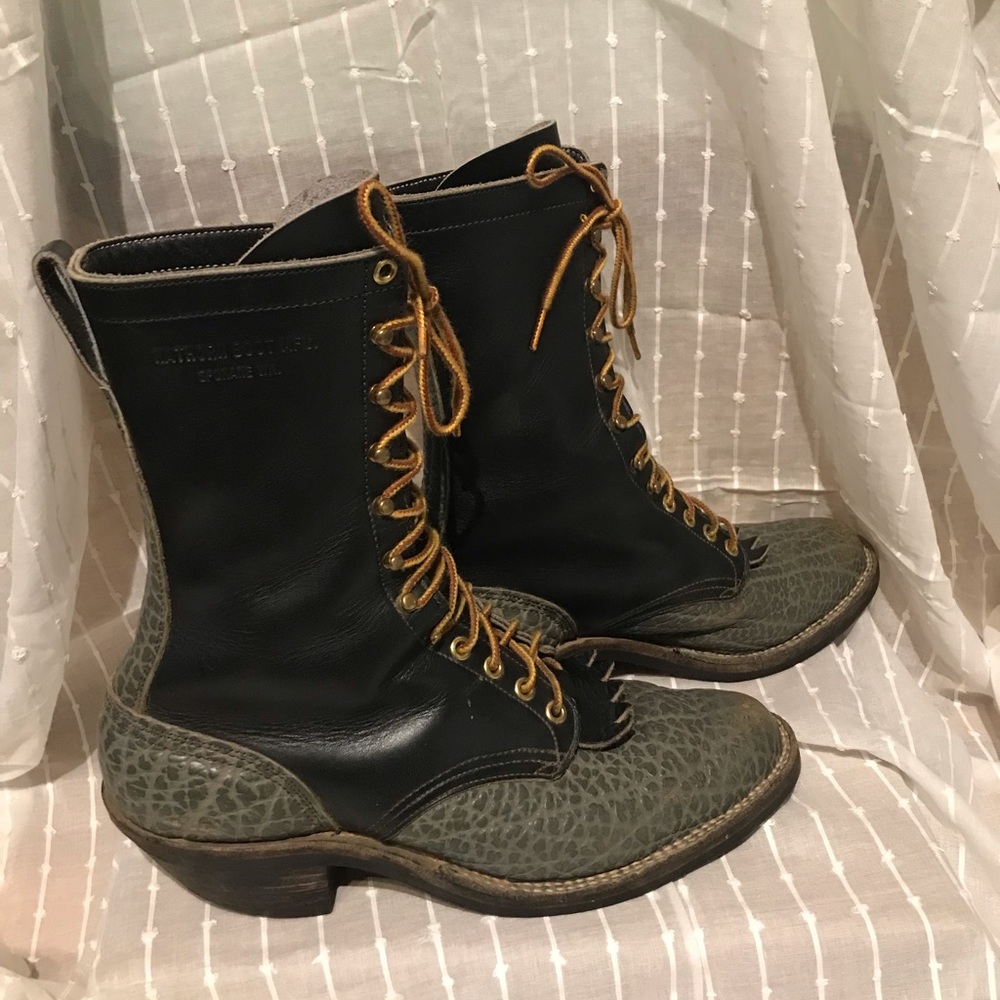 Vintage Hathorne leather 2 tone packer boots 9.5D